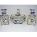Antique Glass Dressing Table Set, Hand Painted