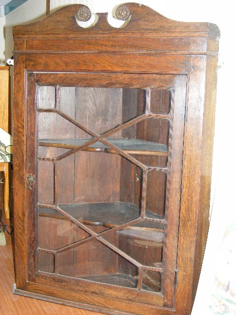 Large Antique Oak Corner Cupboard