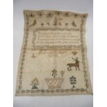 Early Victorian Sampler Elizabeth Mary Gadscombe Aged 11 Years 1850