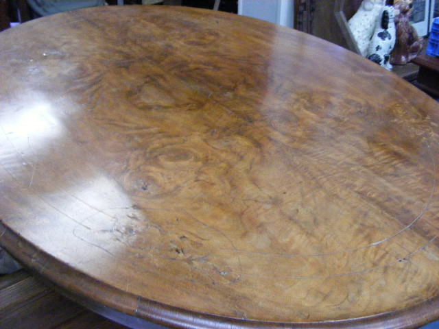 Antique Oval Walnut Pedestal Table