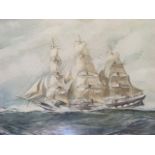 Wilf Plowman - Watercolour Of Sailing Ship, Approx. 35cm X 25cm