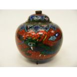 C.1900 Japanese Cloisonne Lidded Pot Decorated With Dragon