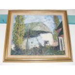 Alexander Jamieson 1873-1937, Oil Approx. 43cm X 37cm Titled Weston Turville's Oldest Cottage