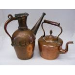 An 18thC. English Copper Kettle Twinned With A C.1800 Heavy Gauge Persian Kettle
