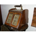 Mahogany Coal Box With Brass Lever Mechanism