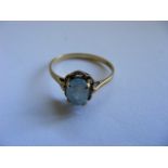 Ladies Vintage 9ct Gold & Aqua Ring 1.3g