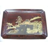 Large Oriental Lacquer Ware Tray