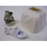 Meissen Porcelain Shoe, Chelsea Style Elephant Figure A/F & A Royal Worcester Pot, Decorated With