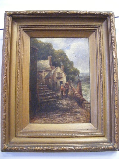 19thC. Oil On Panel, Gilt Framed "Cornish Estuary Scene", Approx. 24cm X 17cm