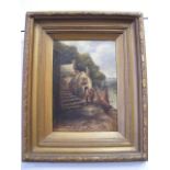 19thC. Oil On Panel, Gilt Framed "Cornish Estuary Scene", Approx. 24cm X 17cm