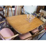 Ercol Mid Oak Swan Back Dining Suite Inc. Two Carvers, Four Chairs & Table