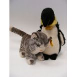 Steiff Toy Cat & A Merrythought Penguin