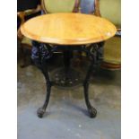 Ornate Cast Iron Table With Beech Top