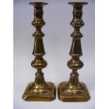 Pair Of Large Victorian Brass Candlesticks