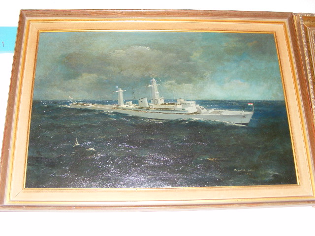 Framed Oil On Canvas Of Ghanaian Gunboat, Indistinctly Signed, Approx. 75cm X 50cm