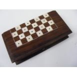 Antique Ivory & Rosewood Travel Chess Set With Pieces