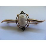 Carved Victorian White Coral Brooch 2.8g