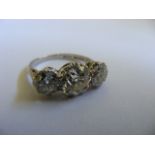 Ladies Platinum 3.81ct Trilogy Ring - Three Victorian Old Brilliant Cut Diamonds 1.96ct J/K VS1;