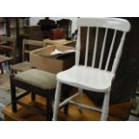 Painted Beech & Elm Chair With Early 20thC. Foot Stool