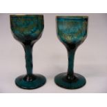 Two Georgian Bristol Glasses Of Faceted Design & Gilded