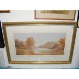 FJ Snell - Framed Watercolour Approx. 60cm X 30cm The River Yealm