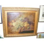 An Antique Framed Oil On Canvas Still Life Of Fruit, Unsigned, Approx. 50cm X 40cm