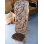 Two Piece African Hardwood Carved Chair