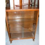 Early 20thC. Mahogany Bookcase With Sliding Glass Doors