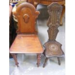 Victorian Mahogany Hall Chair & Later Spinning Chair