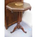 Victorian Pedestal Table With Ebony & Satinwood Inlay (Some Losses)