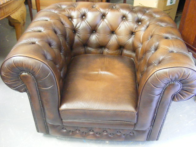 Brown Leather Chesterfield Chair