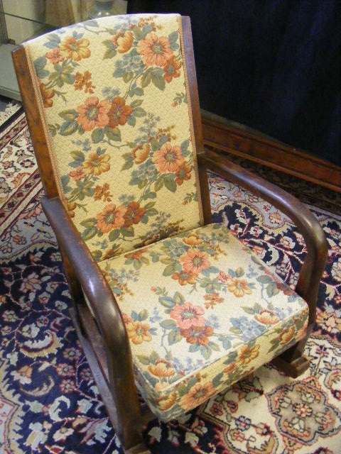 Small Upholstered Oak Rocking Chair