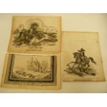 Three Antique Prints Relating To Early 19thC. Wars, Hand Written Script To Verso