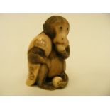 A Finely Carved Meiji Period Japanese Chimpanzee Netsuke
