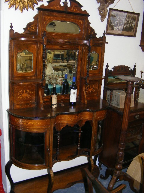 An Inlaid Edwardian Rosewood Hallstand With Display Cabinets