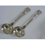 A Pair Of George Adams Silver Kings Pattern Gravy Boat Ladles