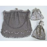 Three Vintage White Metal Ladies Bags