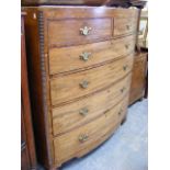 A 19thC. Mahogany Bow Fronted Chest Of Drawers With Rosewood Inlay
