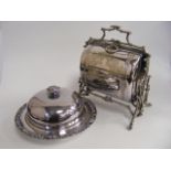 A Good 19thC. Silver Plated Bun Warmer Twinned With Similar Muffin Dish & Cover