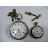 Gents Silver Pocket Watch Twinned With Similar Ladies