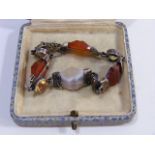 A Scottish Sterling Silver & Agate Bracelet