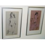 Pair Of Gary Nicholls Pen & Ink Erotica Sketches