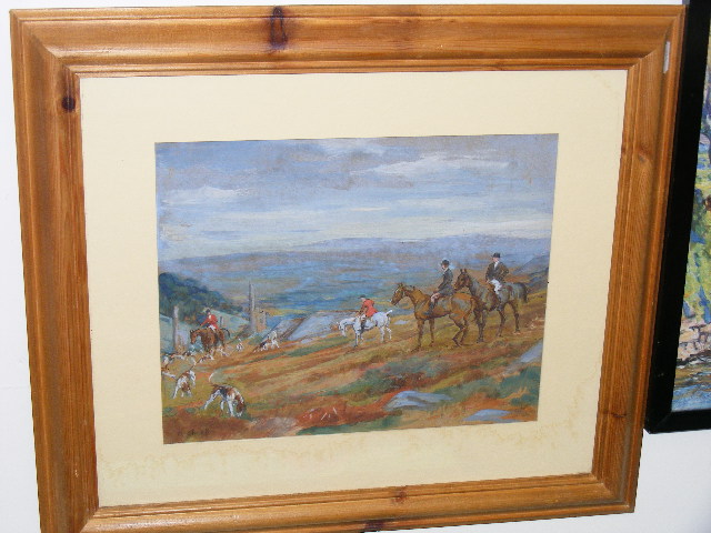 Watercolour Of Moorland Hunting Scene