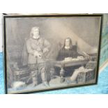 Antique Print Of Cromwell & Milton