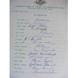 Australian Board of Control for International Cricket 1966/67 Australian Team Tour autographs