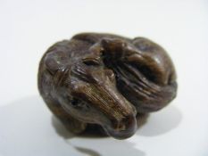 Signed Japanese Netsuke Horse Carving