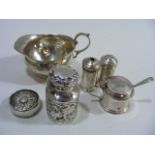 An Embossed Silver Scent Bottle (Dent To Lid) & Other Silver Items