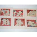 Six 19thC. Japanese Woodblock Erotica Prints