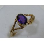 Ladies Vintage 9ct Gold & Amethyst Ring