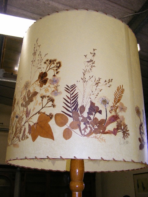 A Retro Standard Lamp & Signed Vellum Shade